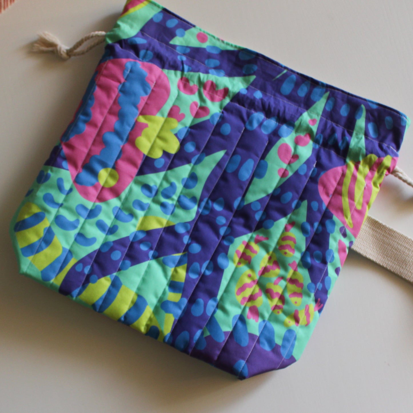 Coral Drawstring Project Bag