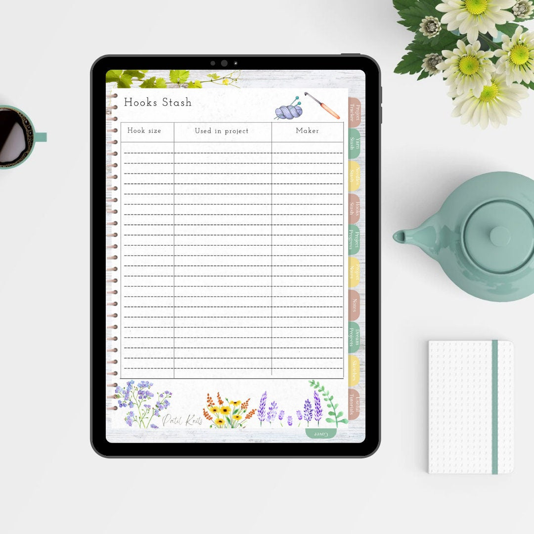 Floral Knitting and Crochet Digital Planner
