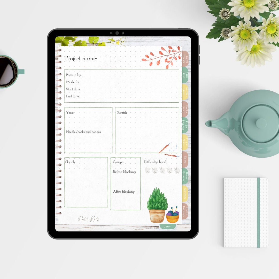 Floral Knitting and Crochet Digital Planner