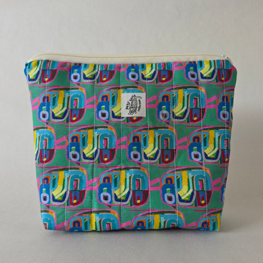 Geometric Birds Floral Zipper Bag