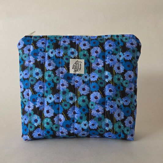 Blue Floral Zipper Bag