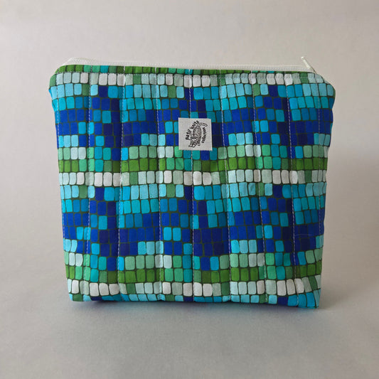 Blue Disco Floral Zipper Bag