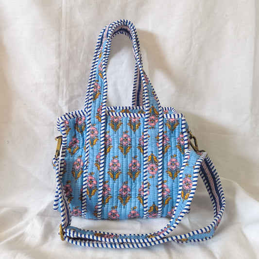 Blue Floral Mini Tote Bag