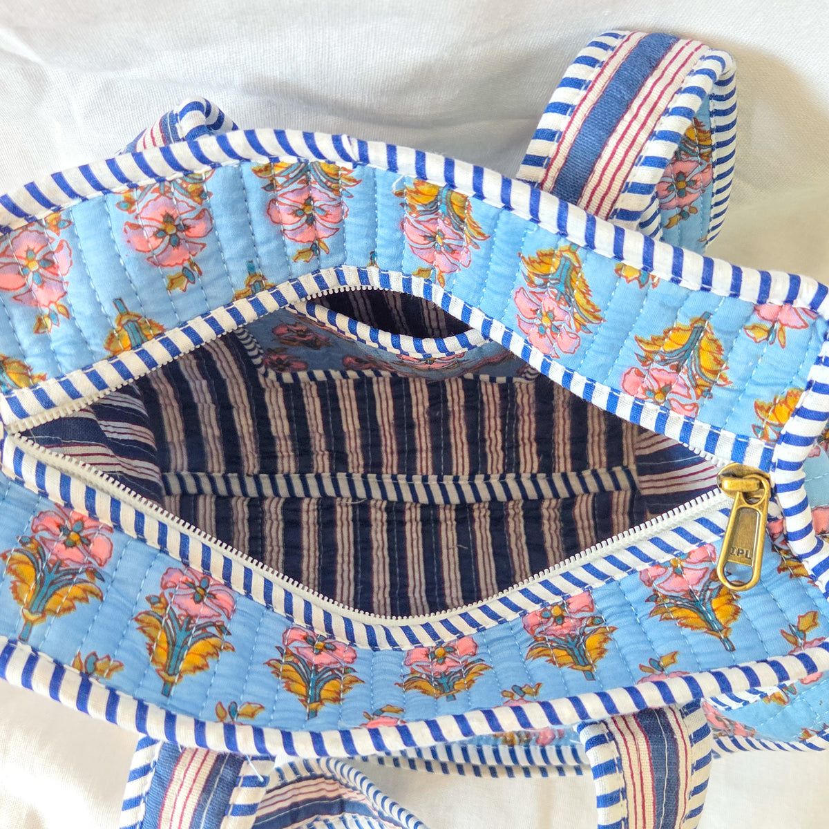Blue Floral Mini Tote Bag