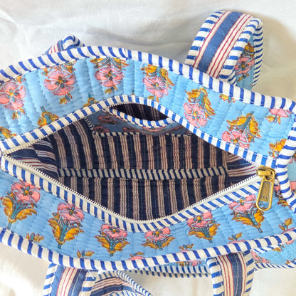 Blue Floral Mini Tote Bag
