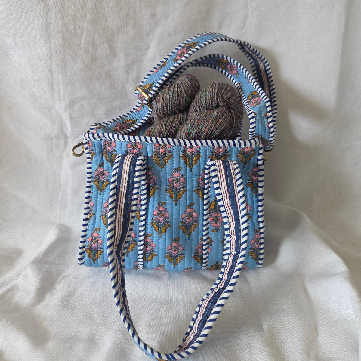Blue Floral Mini Tote Bag