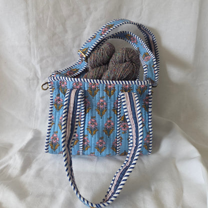Blue Floral Mini Tote Bag