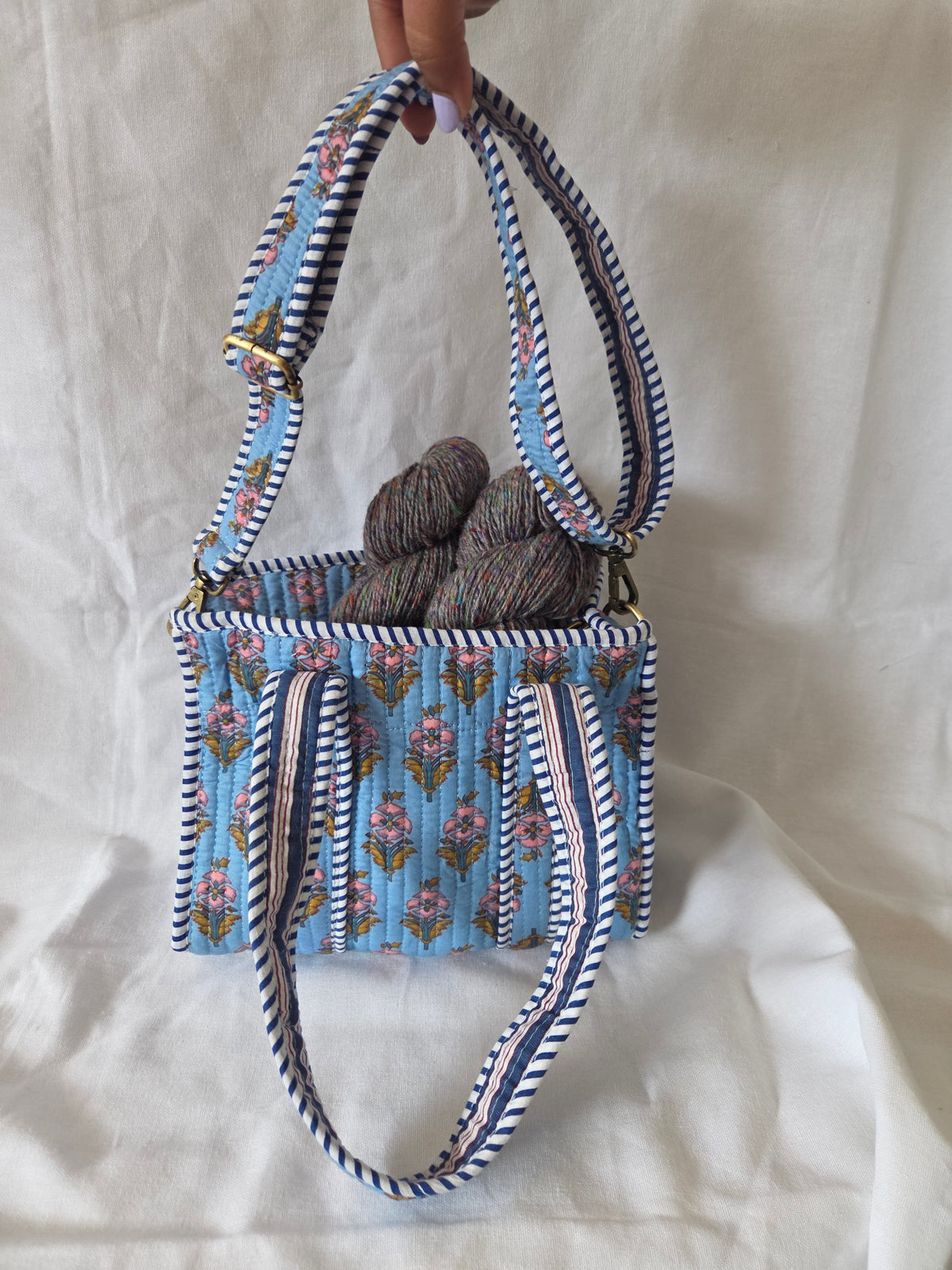 Blue Floral Mini Tote Bag