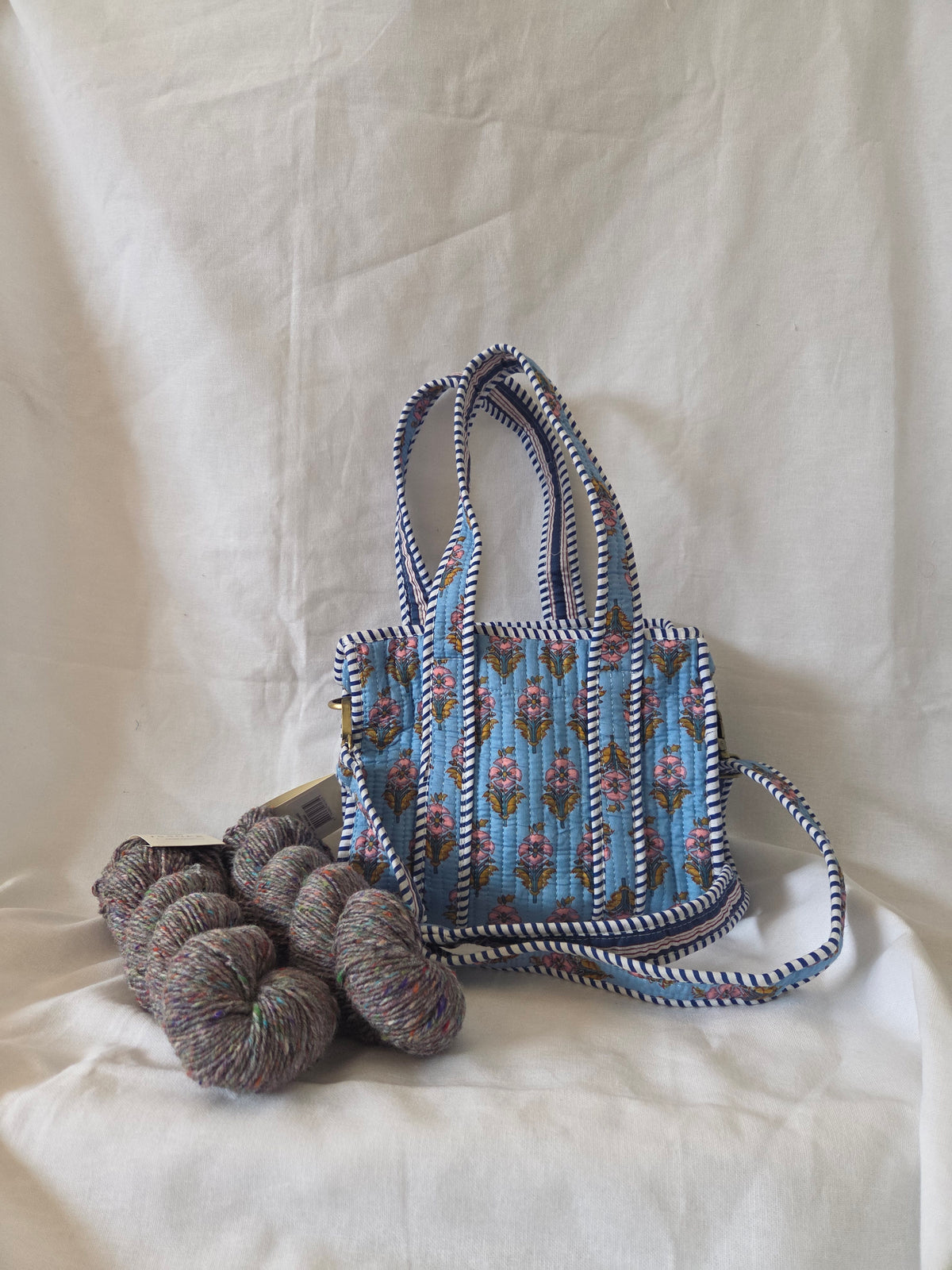 Blue Floral Mini Tote Bag