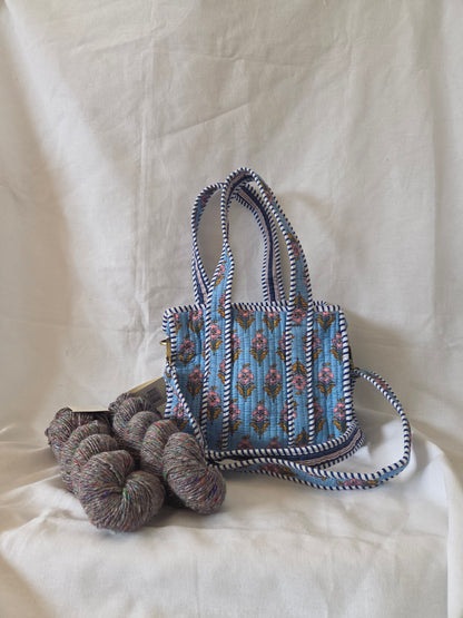 Blue Floral Mini Tote Bag