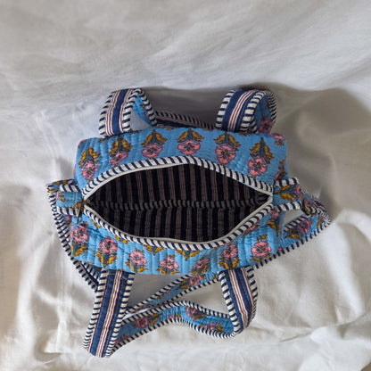 Blue Floral Mini Duffle Bag