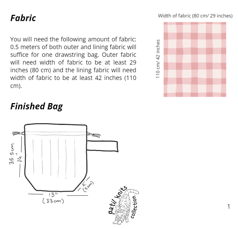 Patil Knits Marshmallow Bag Sewing Pattern Kit - Sushi