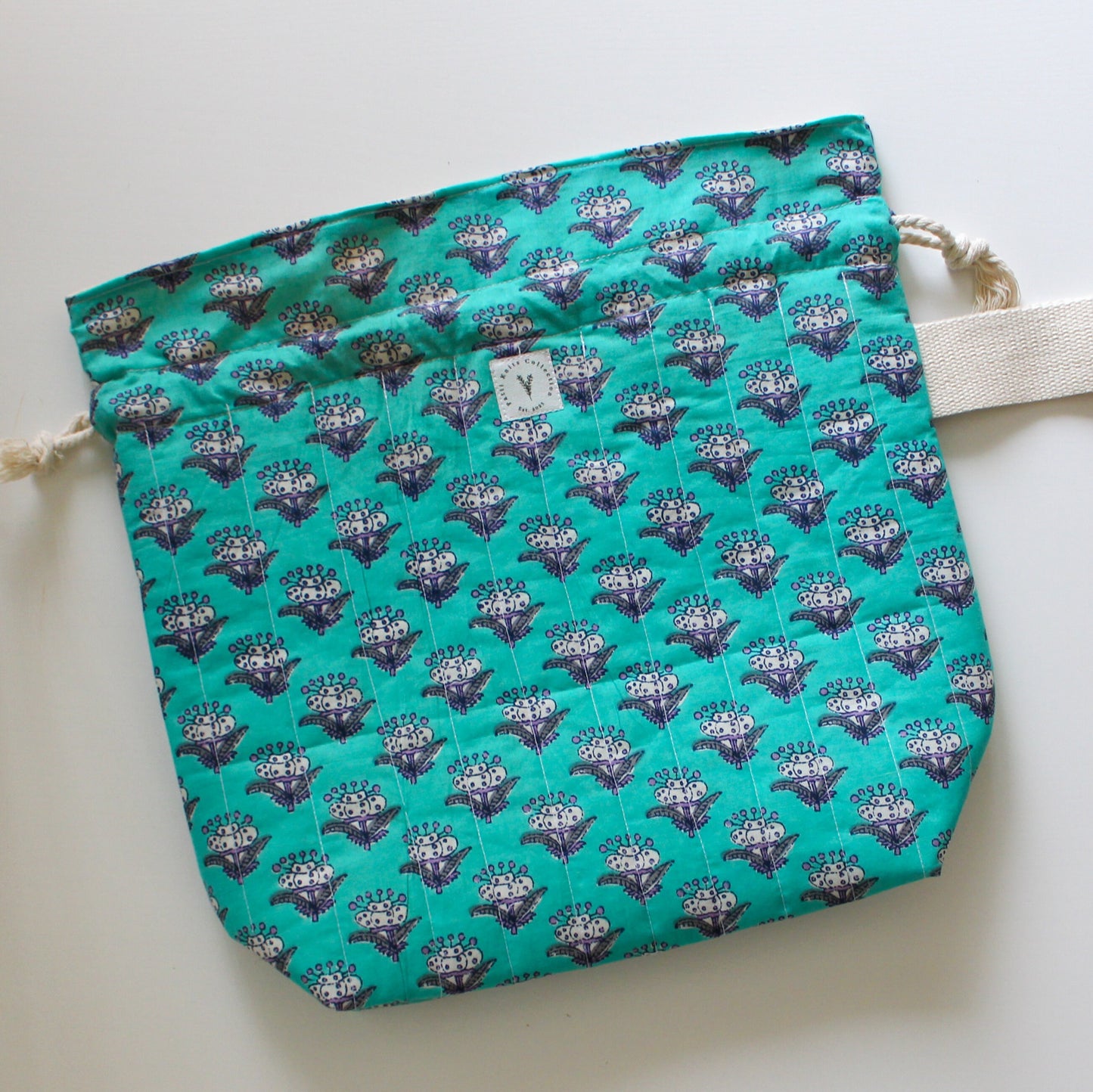 Blue Lotus Drawstring Project Bag