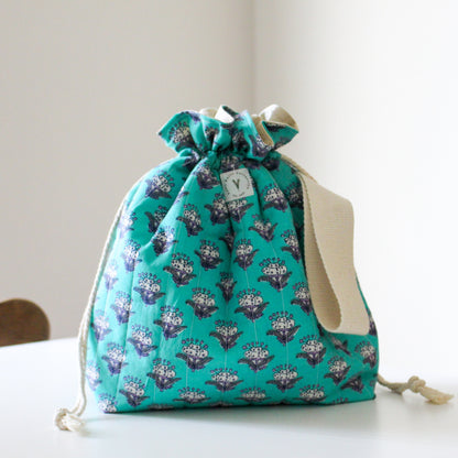 Blue Lotus Drawstring Project Bag